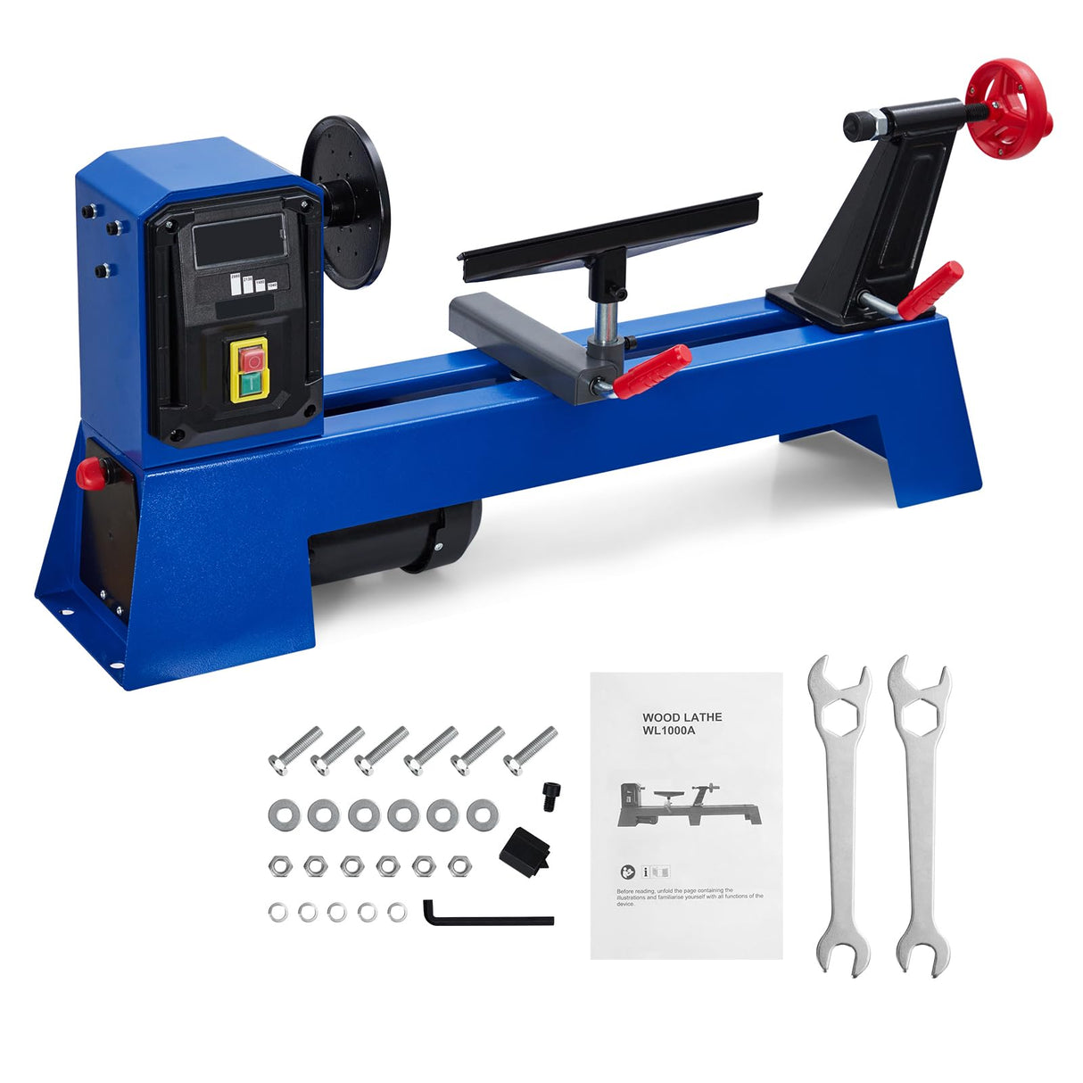 0.54 HP Benchtop Wood Lathe 14" x 20" High-Power Wood Lathe Machine with 4 Variable Speeds 1040 1480 2130 2980 RPM Complete Tool Set for Woodworking ExploreHorizon