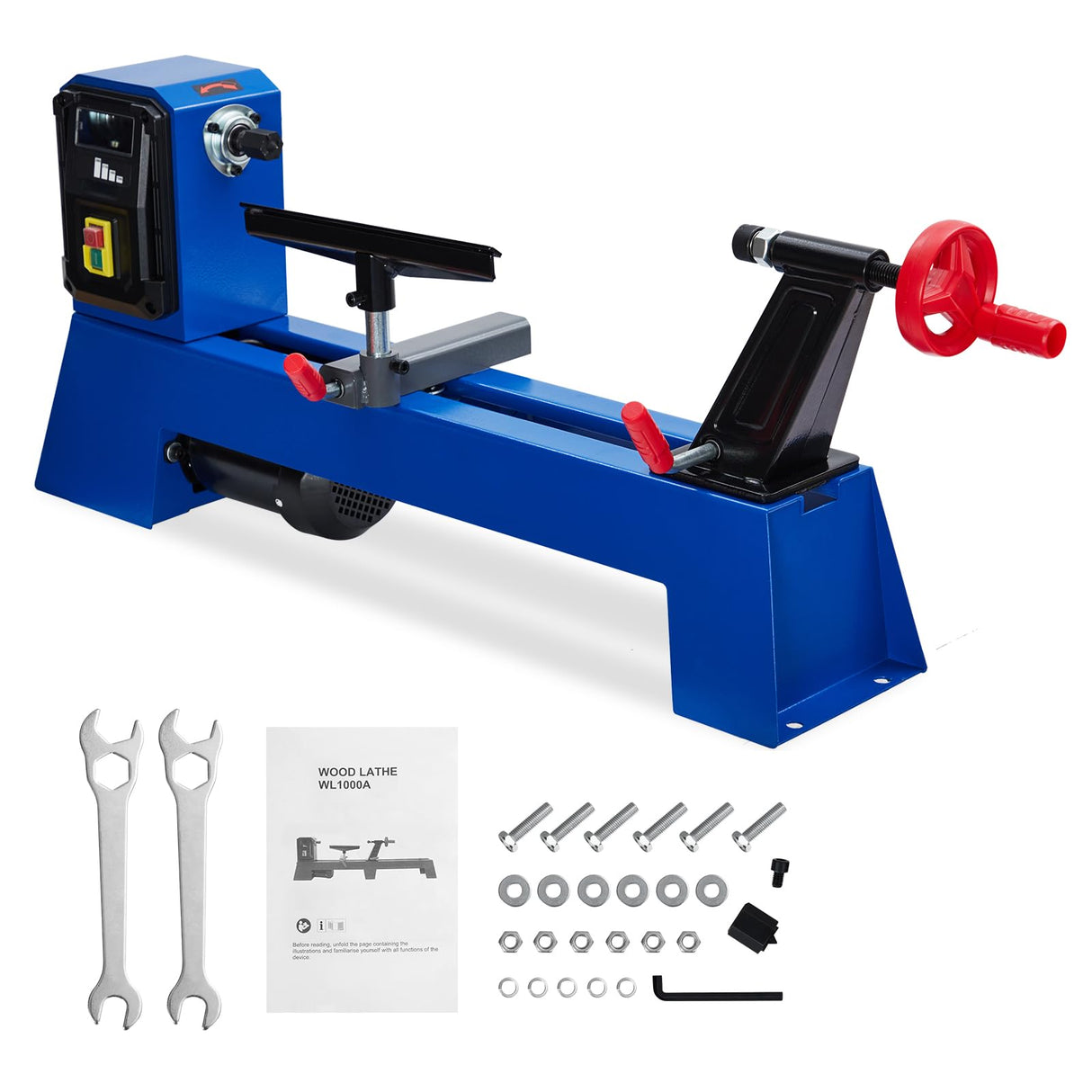 0.54 HP Benchtop Wood Lathe 14" x 20" High-Power Wood Lathe Machine with 4 Variable Speeds 1040 1480 2130 2980 RPM Complete Tool Set for Woodworking ExploreHorizon