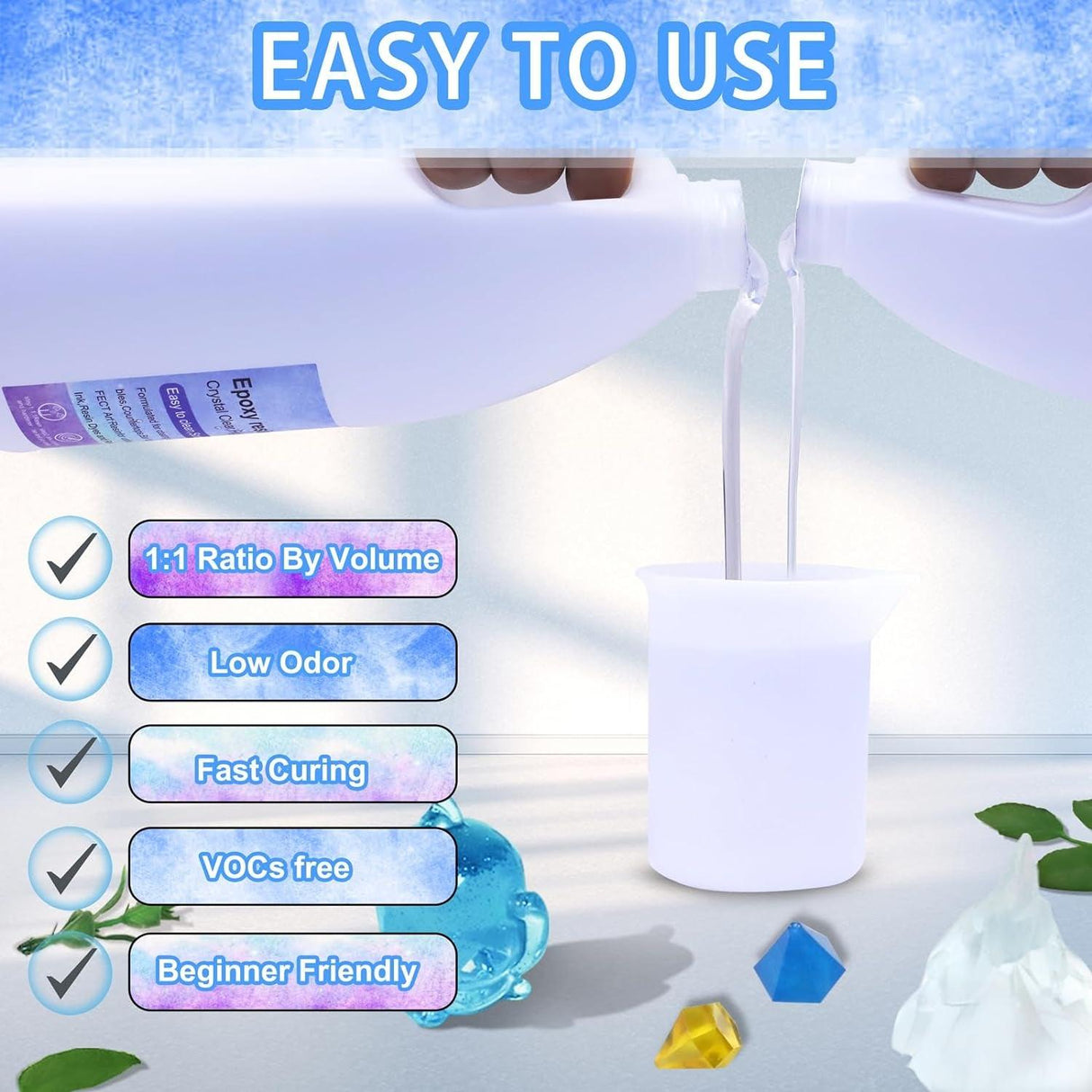 0.5 Gallon Clear Epoxy Resin - Quick Curing Kit | High Hardness & Odorless | Ideal for Art, Jewelry, Casting - 4 Hrs Demold Time | Easy to Use - WoodArtSupply