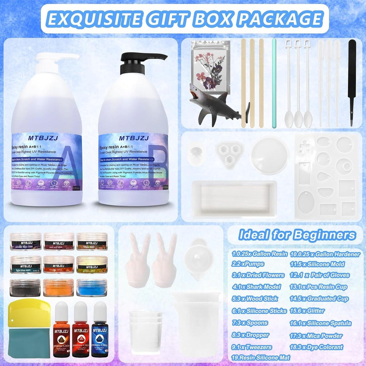 0.5 Gallon Clear Epoxy Resin - Quick Curing Kit | High Hardness & Odorless | Ideal for Art, Jewelry, Casting - 4 Hrs Demold Time | Easy to Use - WoodArtSupply