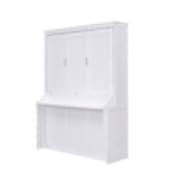 SOFTSEA Queen Size Murphy Bed with Desk, Murphy Cabinet Bed with Gas Struts, Foldable Wall Bed Space Saving for Small Space, Guest Room, Home Office, White SOFTSEA