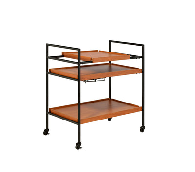 Oaken Honey Oak & Black Finish Serving Cart