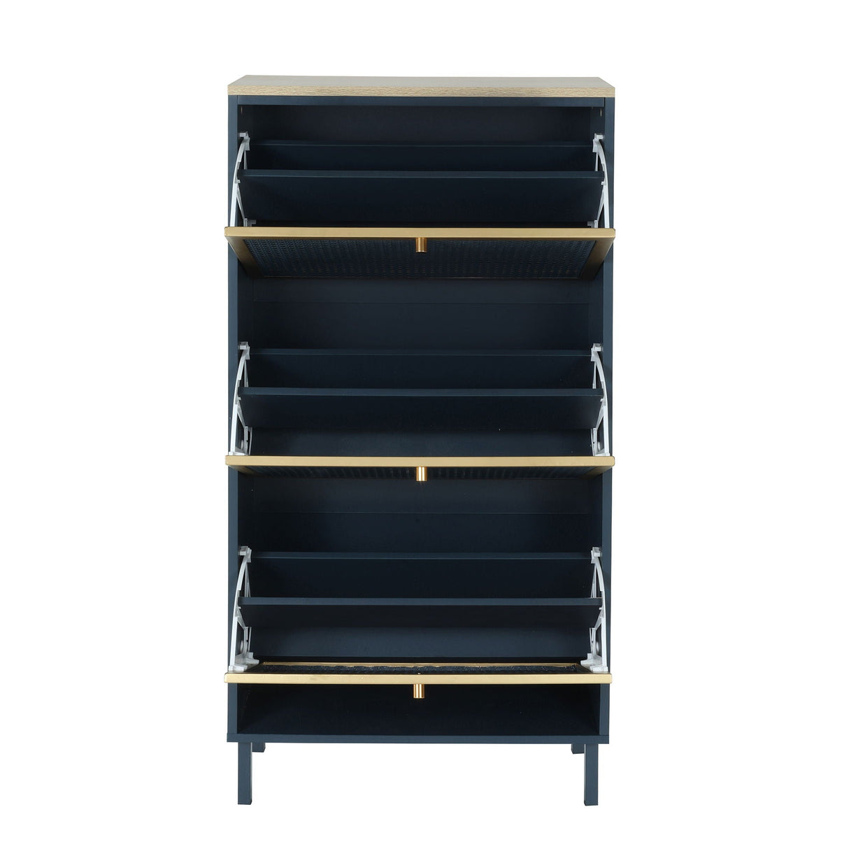 Modern Rattan 3 Door Shoe Rack Cabinet for Entryway