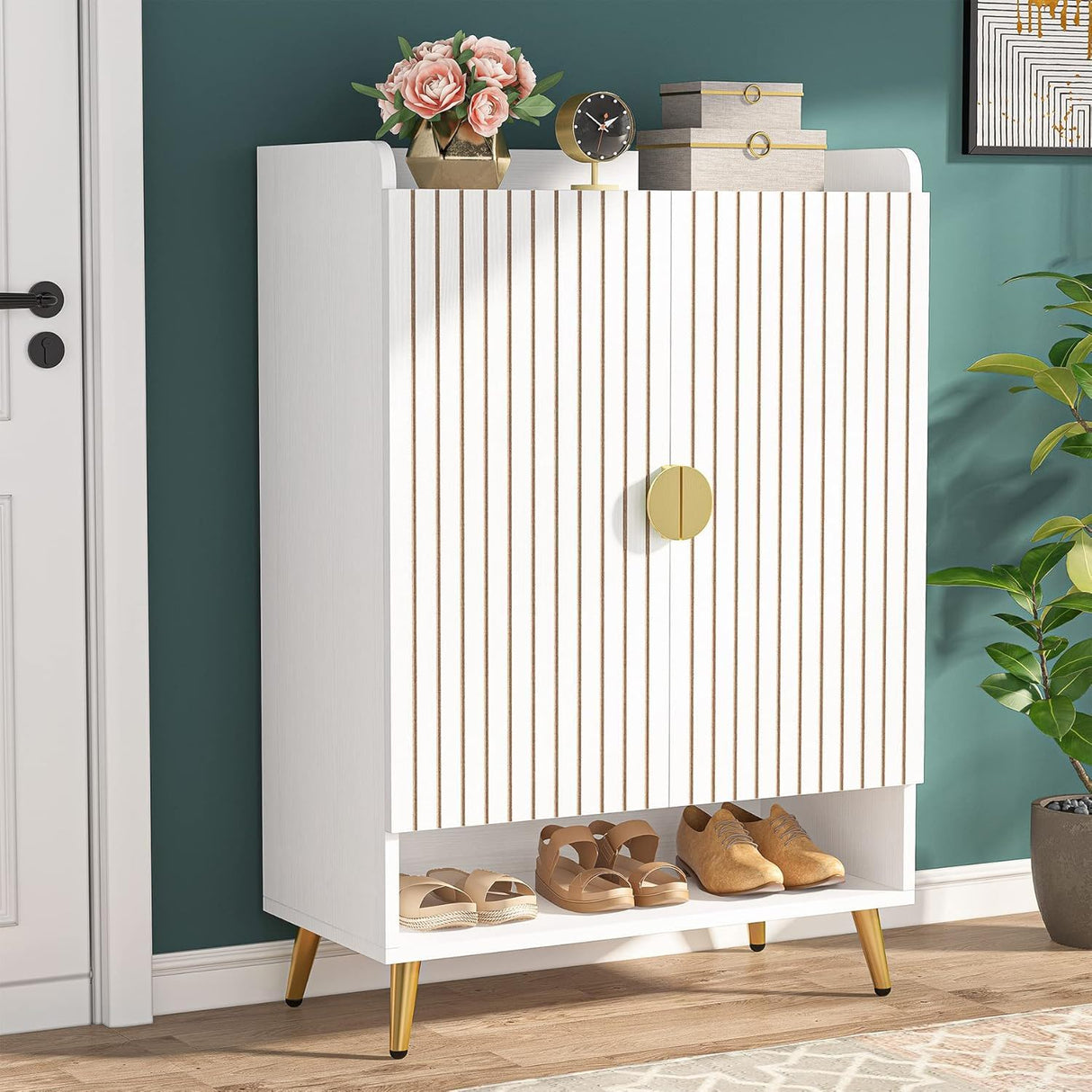 Shoe Cabinet With Doors, 7 Tier Storage Organizer
