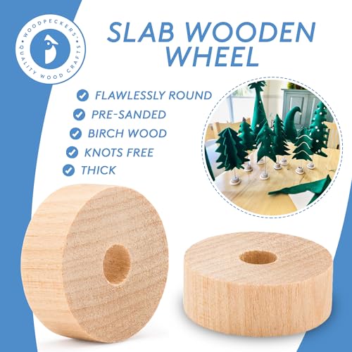 1-1/2-inch Diameter Slab Wooden Wheel for Craft, 1/4-inch Hole, 1/2-inch Thick, Pack of 50 Wooden Hobby Wheel for Model, by Woodpeckers Woodpeckers