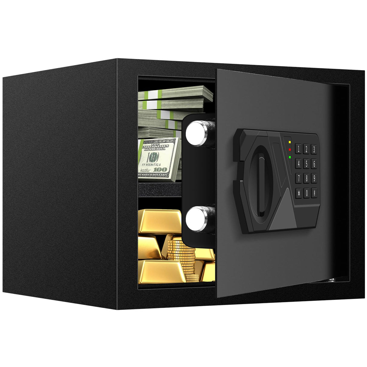 1.2 Cub Small Fireproof Safes for Home Use, Digital Home Safe Fireproof Waterproof with Programmable Keypad, Spare Keys and Removable Shelf, Fire Safe Box for Money Medicines Valuables Homirxan