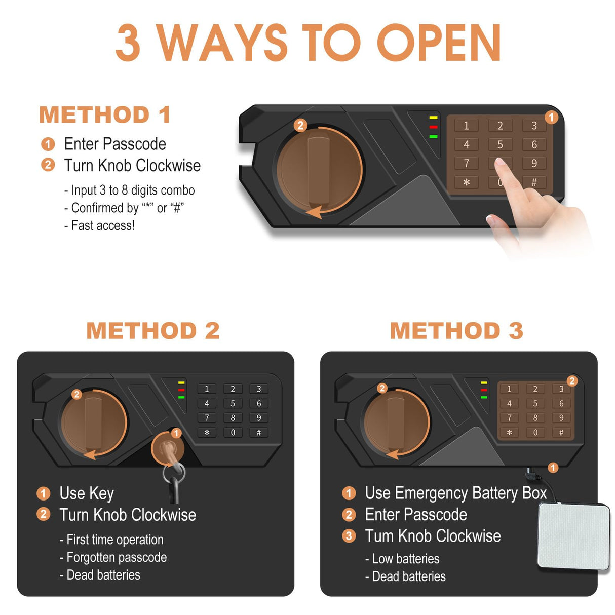 1.2 Cub Small Fireproof Safes for Home Use, Digital Home Safe Fireproof Waterproof with Programmable Keypad, Spare Keys and Removable Shelf, Fire Safe Box for Money Medicines Valuables Homirxan