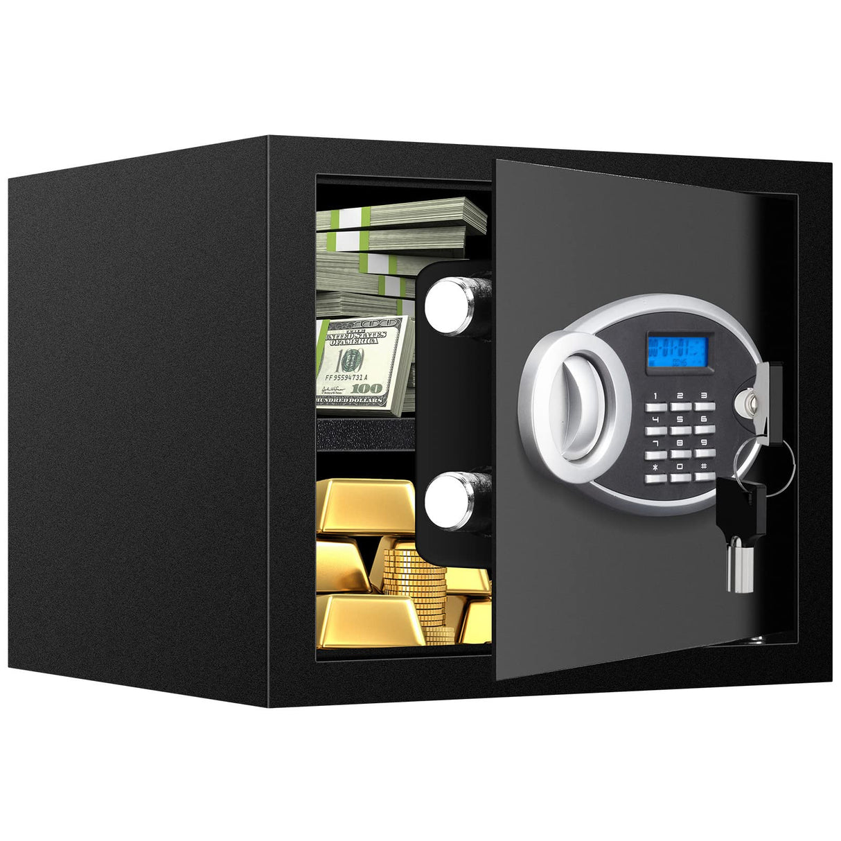 1.2 Cuft Safe Box Fireproof Waterproof for Home, Fire proof Safes with Digital Keypad, Spare Keys and Removable Shelf, Security Fire Safe for Money Firearms Medicine Valuables VIDXCVIT