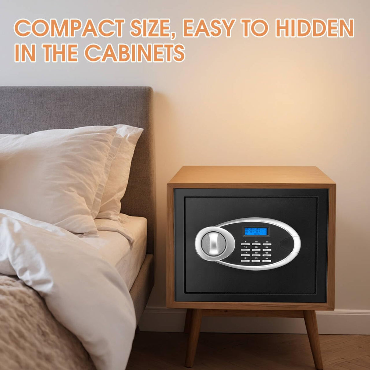 1.2 Cuft Safe Box Fireproof Waterproof for Home, Fire proof Safes with Digital Keypad, Spare Keys and Removable Shelf, Security Fire Safe for Money Firearms Medicine Valuables VIDXCVIT