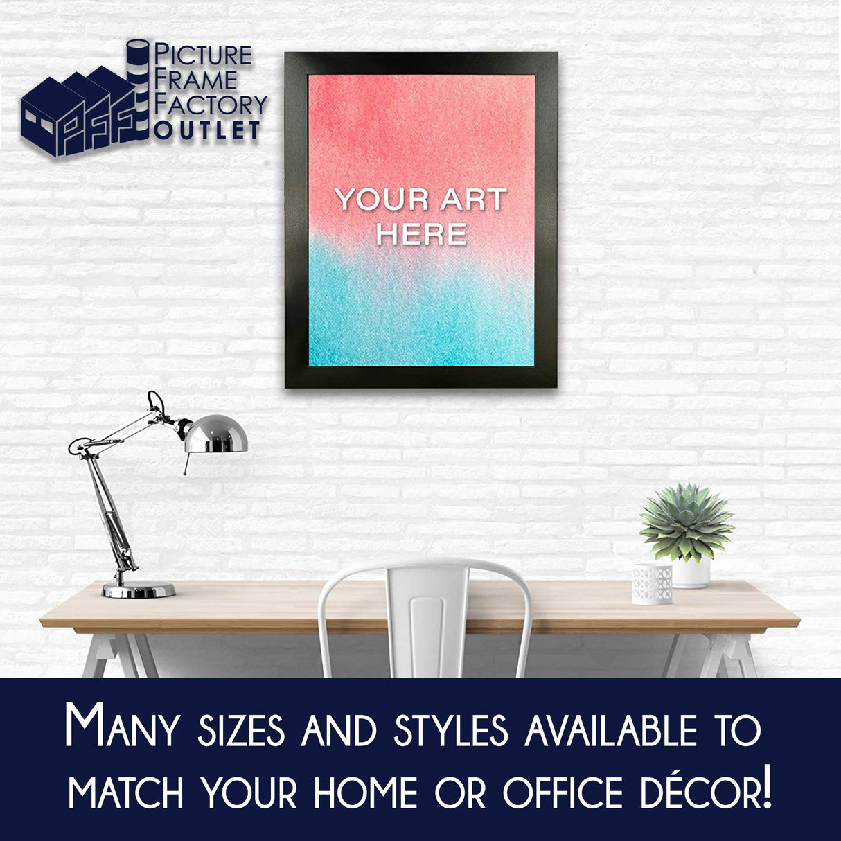 (1) -22x28-1.25" Flat Black Profile - Puzzle Frame - Hanging Hardware and Plexiglass Included PictureFrameFactoryOutlet