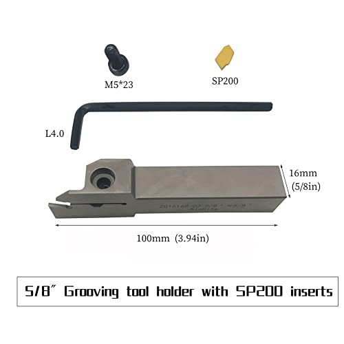 1/2" 3/8" 5/8" 3/4" Indexable Lathe Grooving Parting Holder with 10 Pieces GTN- SP200 SP300 Heavy Duty Nickel Plated ZQ Right -Hand Cut Off Tool KinRite
