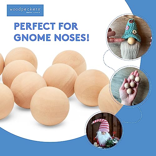 1/2 inch Wooden Balls, Bag of 100 Unfinished Round Wood Balls, Hardwood Birch, Small Marble Size Balls, for Crafts and DIY Projects, 1/2 inch Woodpeckers