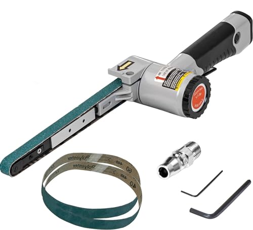 1/2" x 18"Air Belt Sander, Mini Belt Sander for Woodworking/Metal Working Handheld All Angle Grinder Belt Sander with 3 Belts (36/40/60#) Industrial - WoodArtSupply