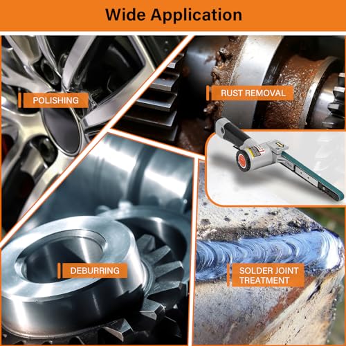 1/2" x 18"Air Belt Sander, Mini Belt Sander for Woodworking/Metal Working Handheld All Angle Grinder Belt Sander with 3 Belts (36/40/60#) Industrial - WoodArtSupply