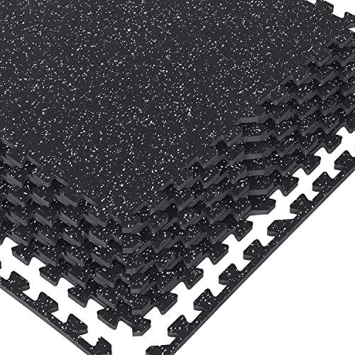 1/2in Thick 48 Sq Ft Rubber Top High Density EVA Foam Exercise Gym Mats Non-slip 12 Pcs - Interlocking Puzzle Floor Tiles for Home Gym Heavy Workout Holymus