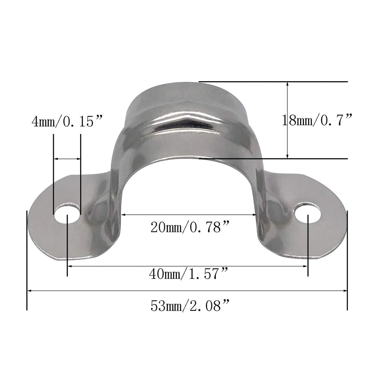 1/2inch Rigid Pipe Strap Clamp, Two Hole Strap,U Bracket Tube Clip, Stainless Steel Heavy Duty Pipe Fasten Holder, 50Pcs (20mm) NGe