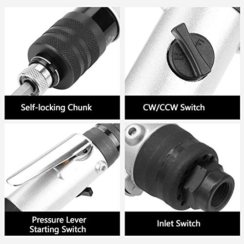 1/4" Air Straight Pneumatic Screwdriver,1000RPM Mini Handhold Pneumatic Screwdriver Kit,Industrial Screw Driver Tool Jectse