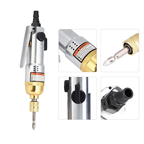1/4" Pneumatic Air Screwdriver, 9000rpm Industrial Straight Hand Reversible Screw Driver for Manufacturing And Metal Auto Repair Pneumatic Tool Semme