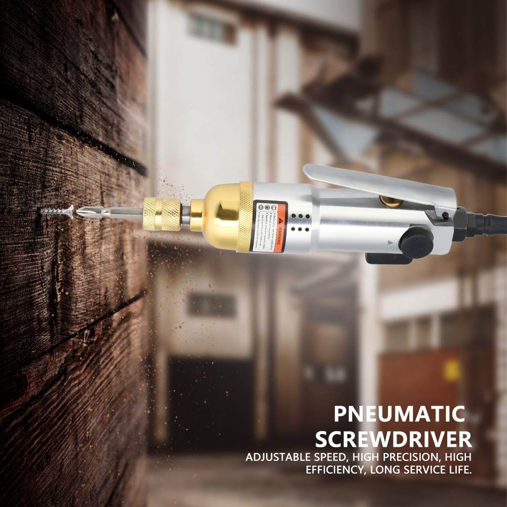 1/4" Pneumatic Screwdriver, Pneumatic Air Screwdriver 8000-10500rpm Reversible Straight Hand Screw Driver for Industry Machine Akozon