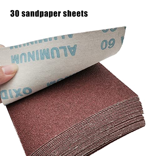 1/4 Sheet Sandpaper 4.5 x 5.5 Inch, Wet Dry Sand Paper, 30Pcs Sanding Sheets for Palm Sanders Hand Sanding Blocks on Woodworking, Metal, Primers, YGFRSTO
