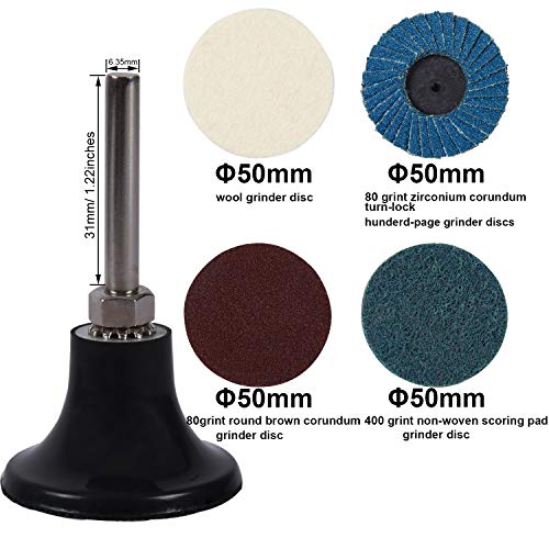 1/4 inch Angle Air Die Grinder,20000 RPM, 90 Degree Angled Air Die Grinder,with 4 pcs 2" Roll Lock Sanding Discs, Polished Color Pneumatic Angle Die YELWAY