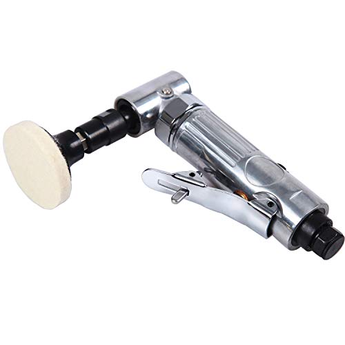 1/4 inch Angle Air Die Grinder,20000 RPM, 90 Degree Angled Air Die Grinder,with 4 pcs 2" Roll Lock Sanding Discs, Polished Color Pneumatic Angle Die YELWAY