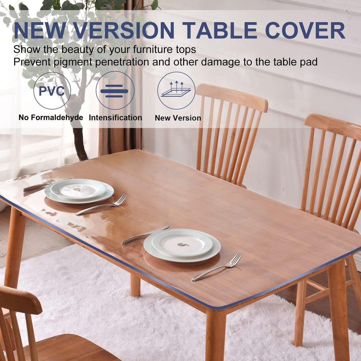 1.5mm Clear PVC Table Cover Protector 42x54 in Plastic Desk Cover Mat Pad for Conference Work Desktop Table Cover Vinyl Tablecloth Protector Rectangle Table Protector for Dining Room Table Foldable XEANGOUN