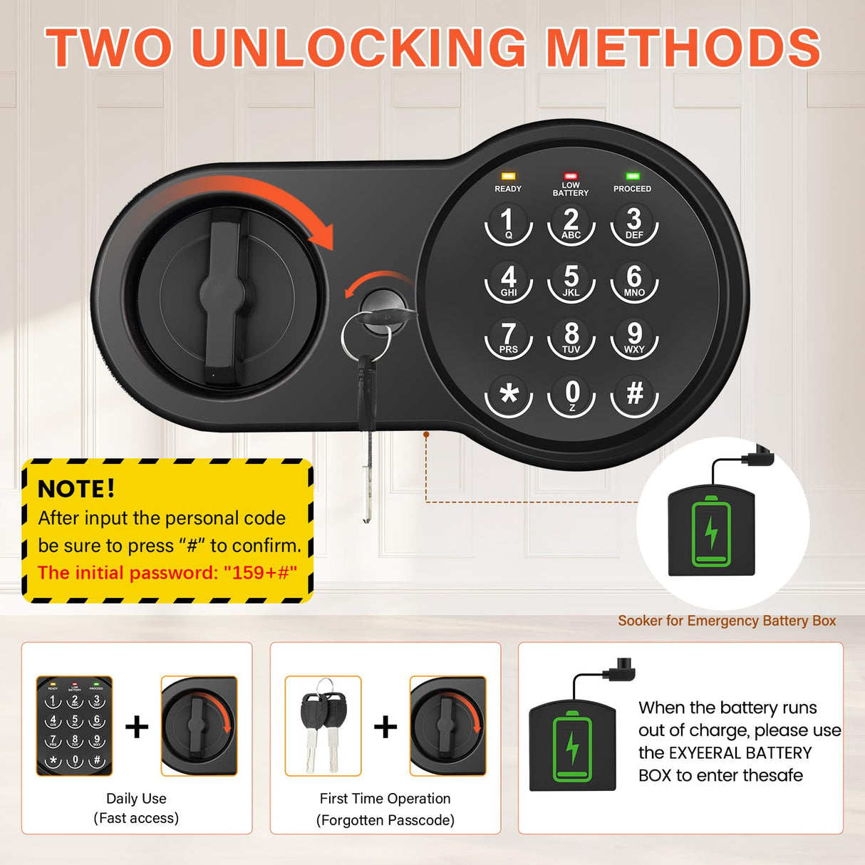 1.6 Cu Ft Home Safe Fireproof Waterproof, Fireproof Safe with Fireproof Document Bag, Programmable Keypad & Removable Shelf, Digital Home Security Safe Box for Money Firearm Medicines Valuables Mitlvge