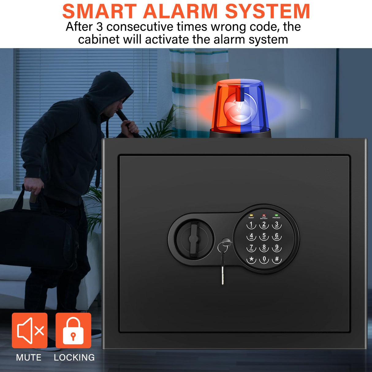 1.6 Cu Ft Home Safe Fireproof Waterproof, Fireproof Safe with Fireproof Document Bag, Programmable Keypad & Removable Shelf, Digital Home Security Safe Box for Money Firearm Medicines Valuables Mitlvge