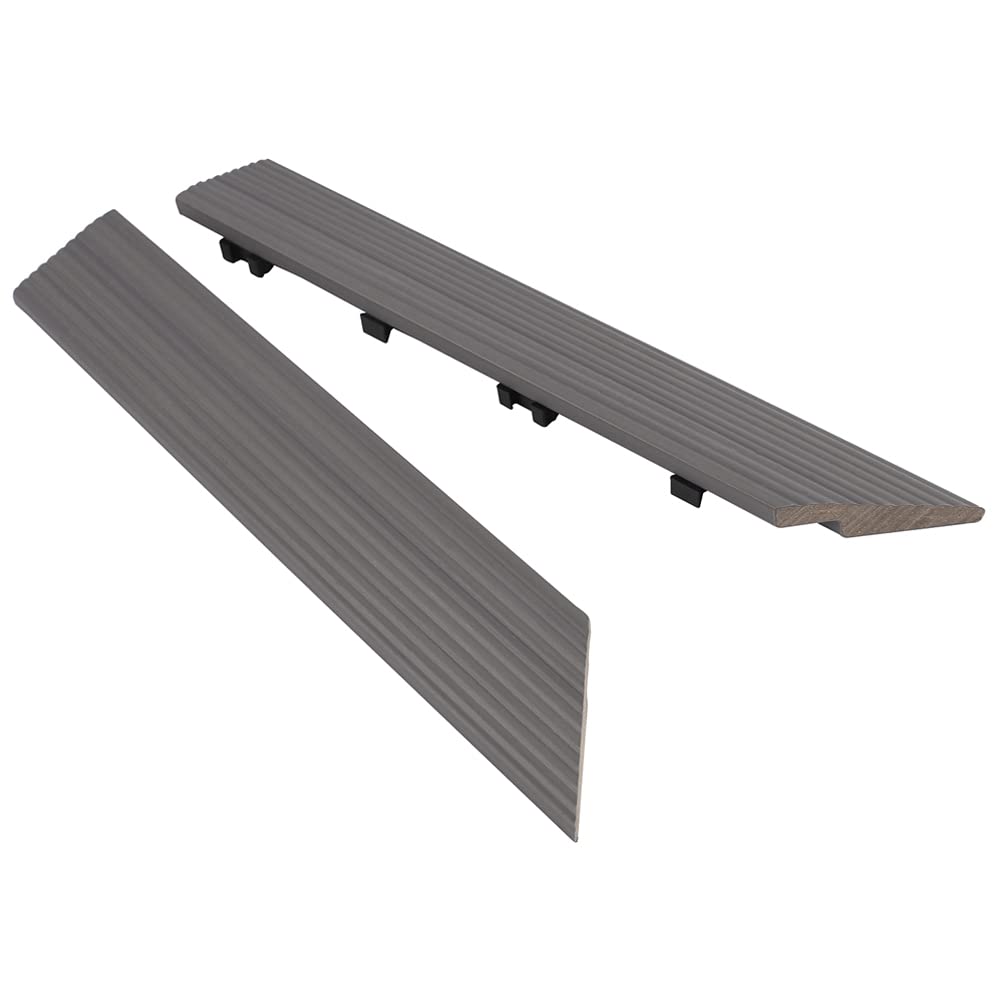 1/6 ft. x 1 ft. Quick Deck Composite Deck Tile Outside Corner Fascia (2-Pieces/Box) (Westminster Gray) NewTechWood
