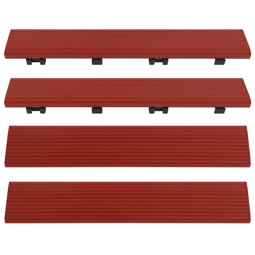 1/6 ft. x 1 ft. Quick Deck Composite Deck Tile Straight Fascia in Swedish Red (4-Pieces/Box) NewTechWood