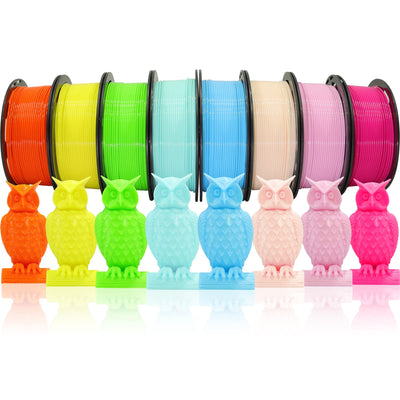 1.75mm 3D Printer PLA Filament 8 Colors Bundle: Pink, Yellow, Orange, Lime Green, Sky Blue, Cyan, Beige, Rose Red, 8 Spools Packed, Each 250g, Total 2Kg 3D Printing Material, 250g x 8 Spools