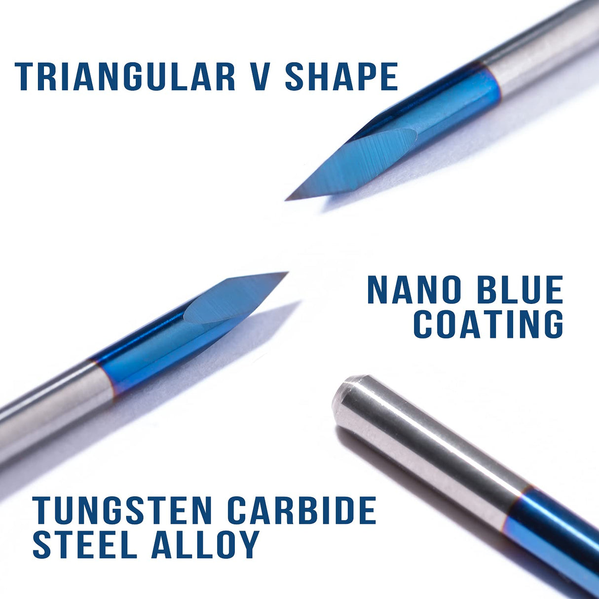 1/8” Shank CNC Router Bits Kit for All Purpose, Triangular Engraving Bits, Spiral End Mills, 2-Flute Flat Nose and Ball Nose End Mills Cutter for FoxAlien
