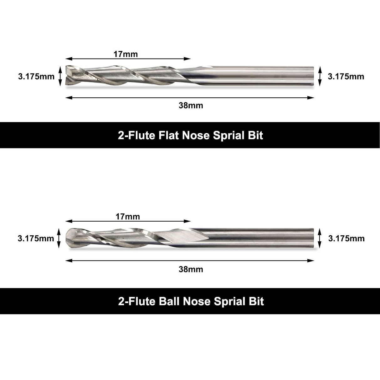 1/8” Shank CNC Router Bits Kit for All Purpose, Triangular Engraving Bits, Spiral End Mills, 2-Flute Flat Nose and Ball Nose End Mills Cutter for FoxAlien