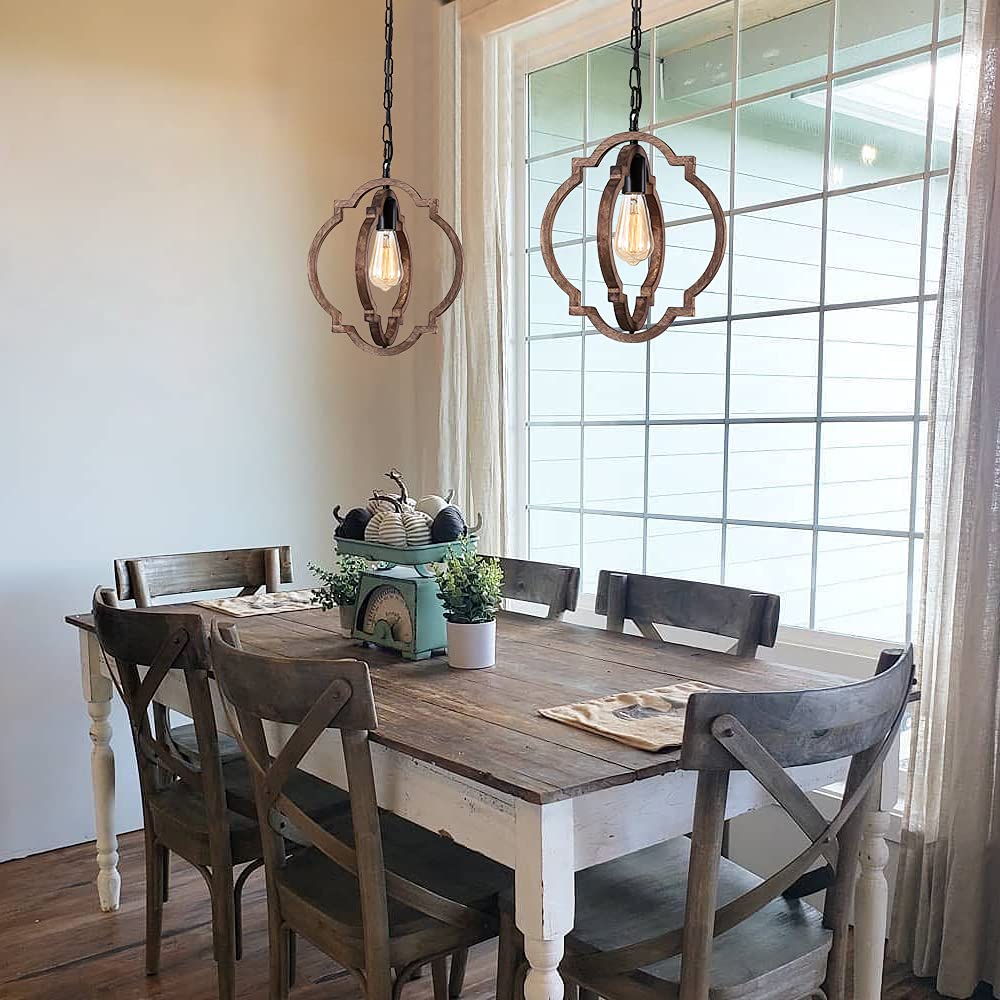 1-Light Farmhouse Wood Chandelier,Rustic Retro Pendant Light.Adjustable Height Handmade Rustic Light Fixture for Foyer, Dining&Living Room, Kitchen Island, Entryway, Breakfast Area(Colour: Black) MWZ