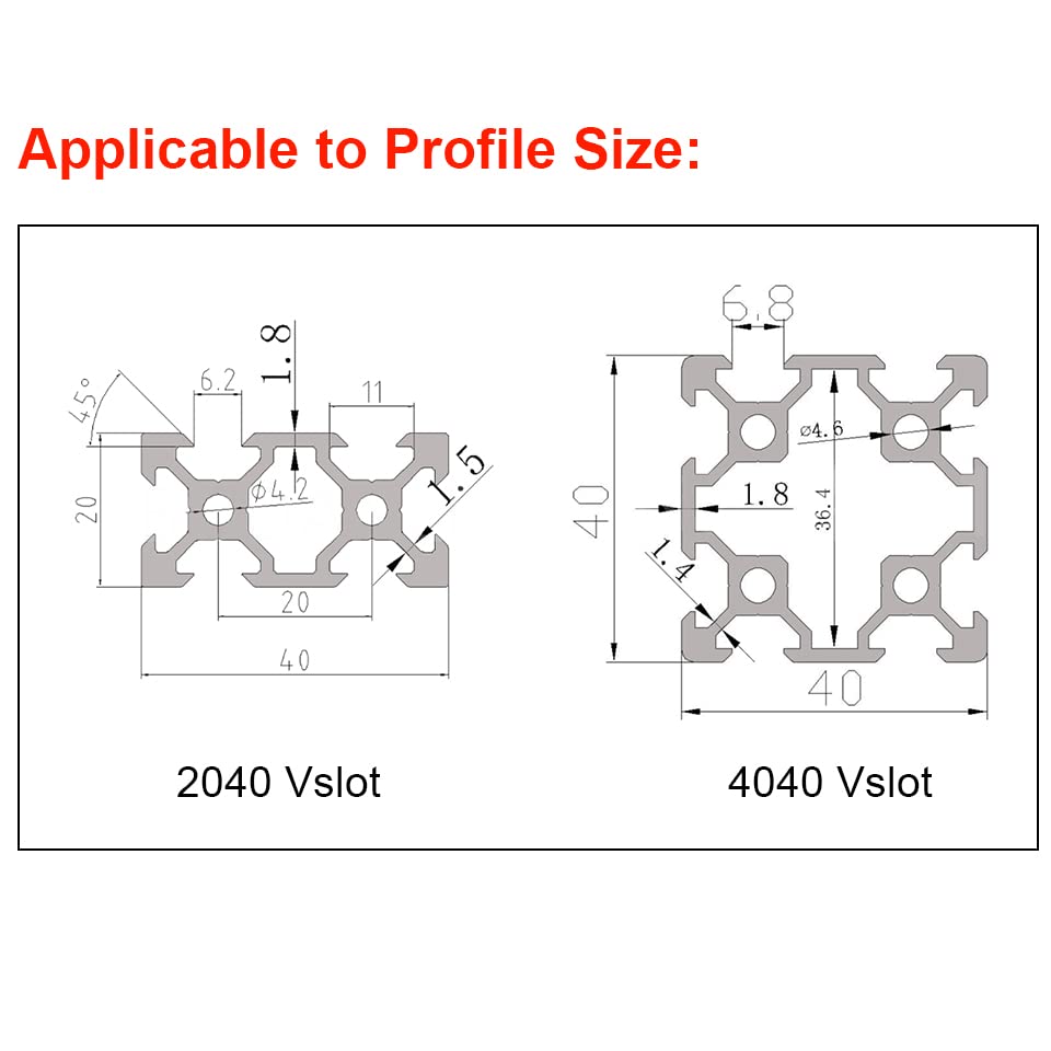 1-Pack Assembled 2040 V Gantry Plate Kit with 6pcs V Solid POM Wheels Only Compatible with 2040 4040 Series V Slot Aluminum Extrusion Profiles Linear HOCENWAY