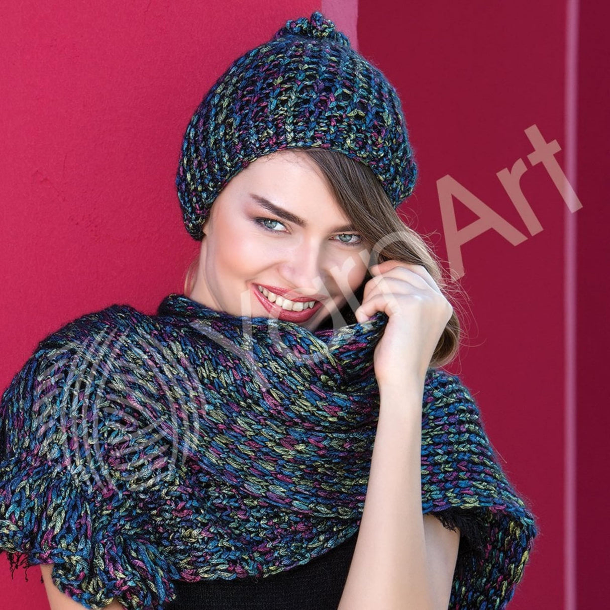 1 Ball YarnArt Melody Variegated, Chainette Yarn, Shiny Metallic Sheen Yarn for Knitting, Crochet, Embroidery, 100 grams (3.5 oz), 230 meters (251 yards), 70% Polyamide 21% Acrylic 9% Wool Blend (901) YarnArt