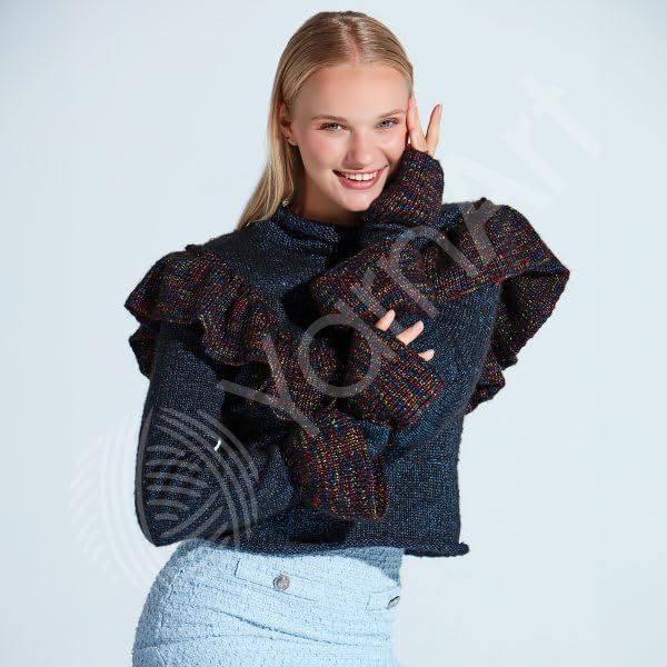 1 Ball YarnArt Melody Variegated, Chainette Yarn, Shiny Metallic Sheen Yarn for Knitting, Crochet, Embroidery, 100 grams (3.5 oz), 230 meters (251 yards), 70% Polyamide 21% Acrylic 9% Wool Blend (901) YarnArt