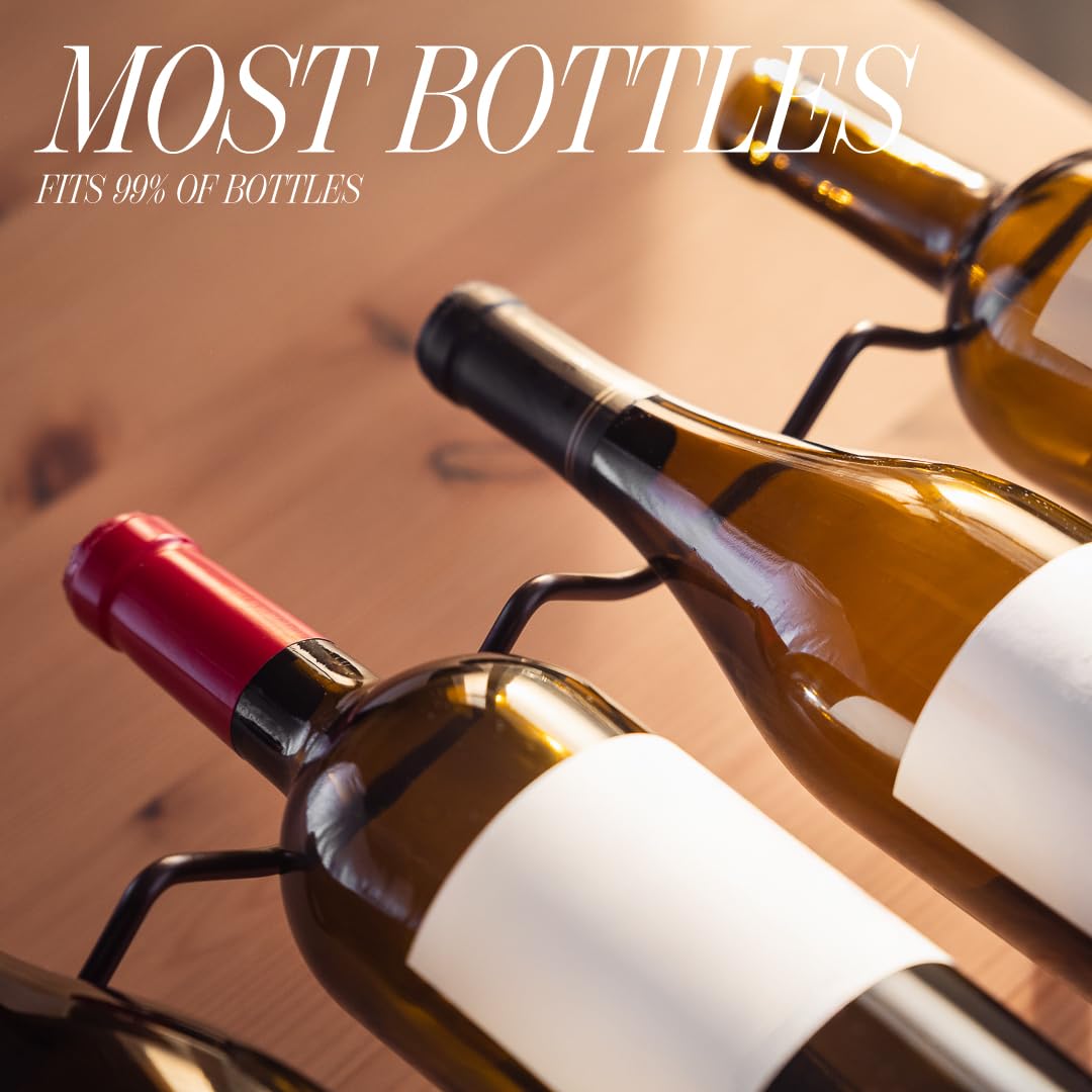 1-Tier Wine Rack for Countertop - Stackable Metal Wine Bottle Holder for 4 Bottles - Free-Standing Wine Organizer & Storage for Cabinet, Pantry, Counter - Wine Bottle Rack by Salvino ANGORA BRANDS