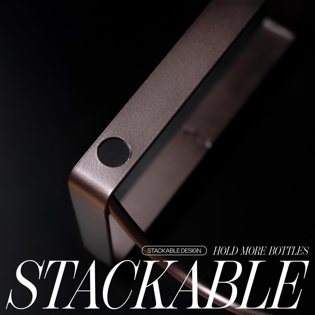 1-Tier Wine Rack for Countertop - Stackable Metal Wine Bottle Holder for 4 Bottles - Free-Standing Wine Organizer & Storage for Cabinet, Pantry, Counter - Wine Bottle Rack by Salvino ANGORA BRANDS