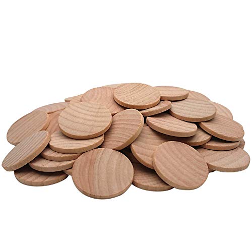 1.5 Inch Natural Wood Slices Unfinished Round Wood Coins for DIY Arts & Crafts Projects, 50 per Pack. Axe Sickle