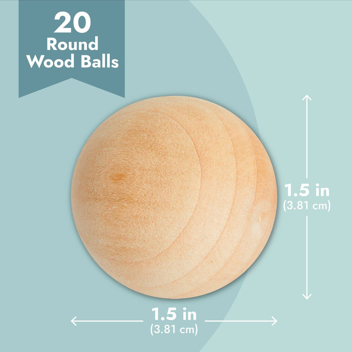 1.5 Inch Wooden Balls for Crafts, Unfinished Round Wood Spheres for DIY Projects (20 Pack) Juvale