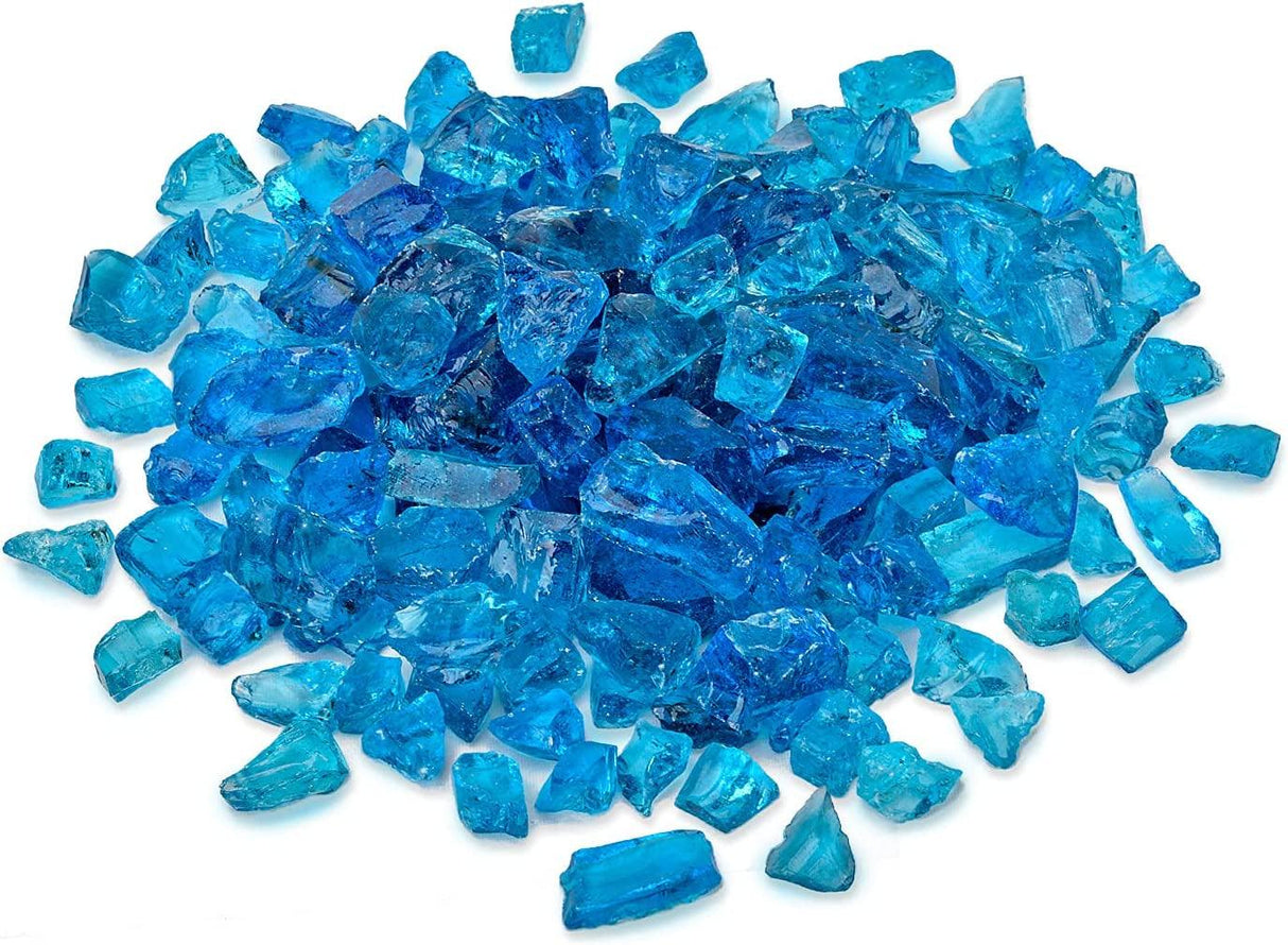 10-Pound Crushed Fire Glass for Fire Pit/Fireplace/Vase Fillers/Garden Landscapes/Resin Art, Sea Blue WoodArtSupply