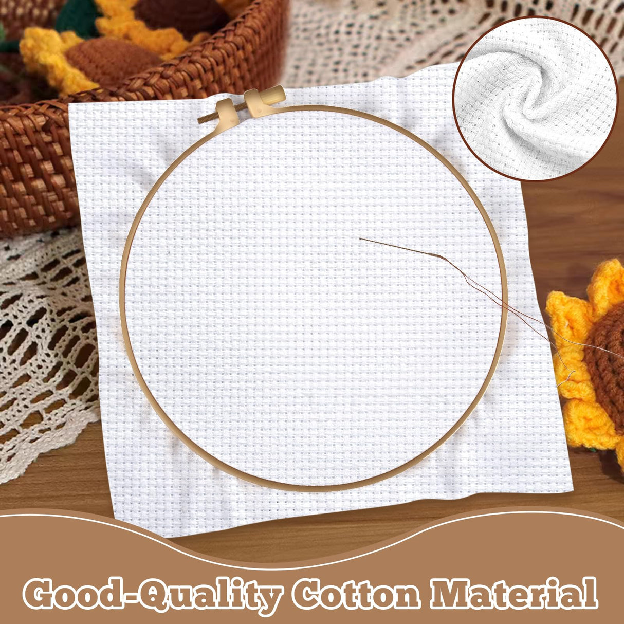 10 PCS Aida Cloth 14 Count Cross Stitch Fabric, Pre-Cut White Squares Fabric for Craft Embroidery, Handmade Needlework, DIY Handicrafts (9.8×9.8 Inch) Nitelemn