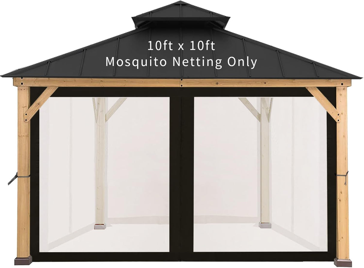 10' x 10' Gazebo Replacement Mosquito Netting, Gazebo Universal Netting Outdoor, 4-Panel Screen Walls Privacy Curtain for Outdoor Patio with Zipper ISAGAPOY ISAGAPOY