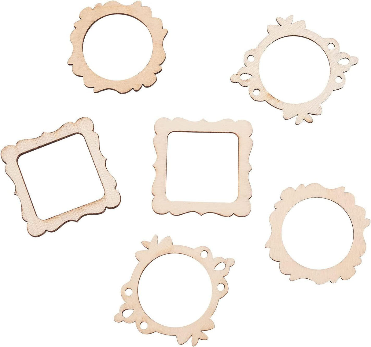 100-Pieces 48~64Mm Undyed Wood Photo Frame Pendants Wooden Cutout Unfinished Necklace or Earrings Jewelry etc WoodArtSupply