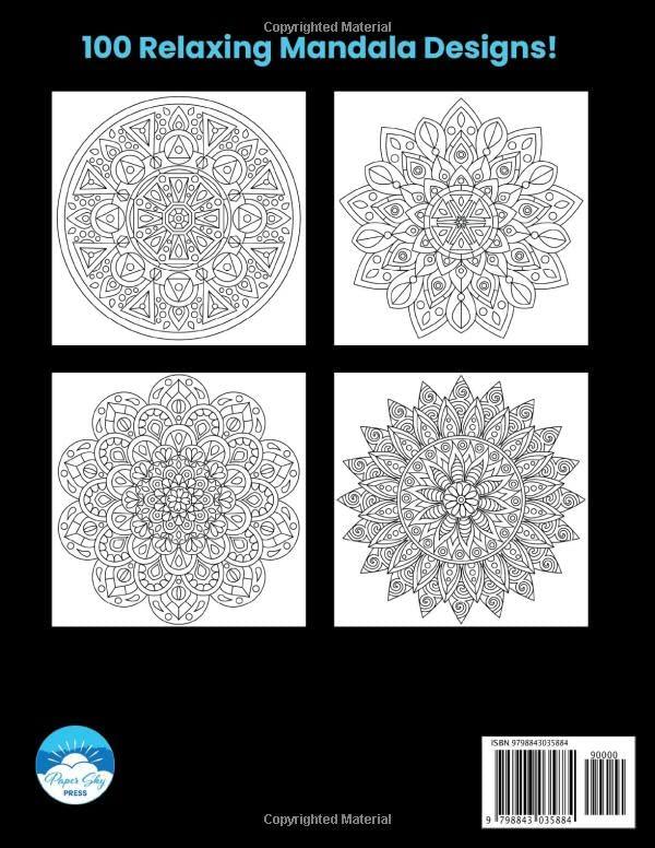 100 Mindful Mandalas Coloring Book, 100 Mandala Designs: Adult Coloring Book with 100 Beautiful and Relaxing Mandalas for Stress Relief WoodArtSupply