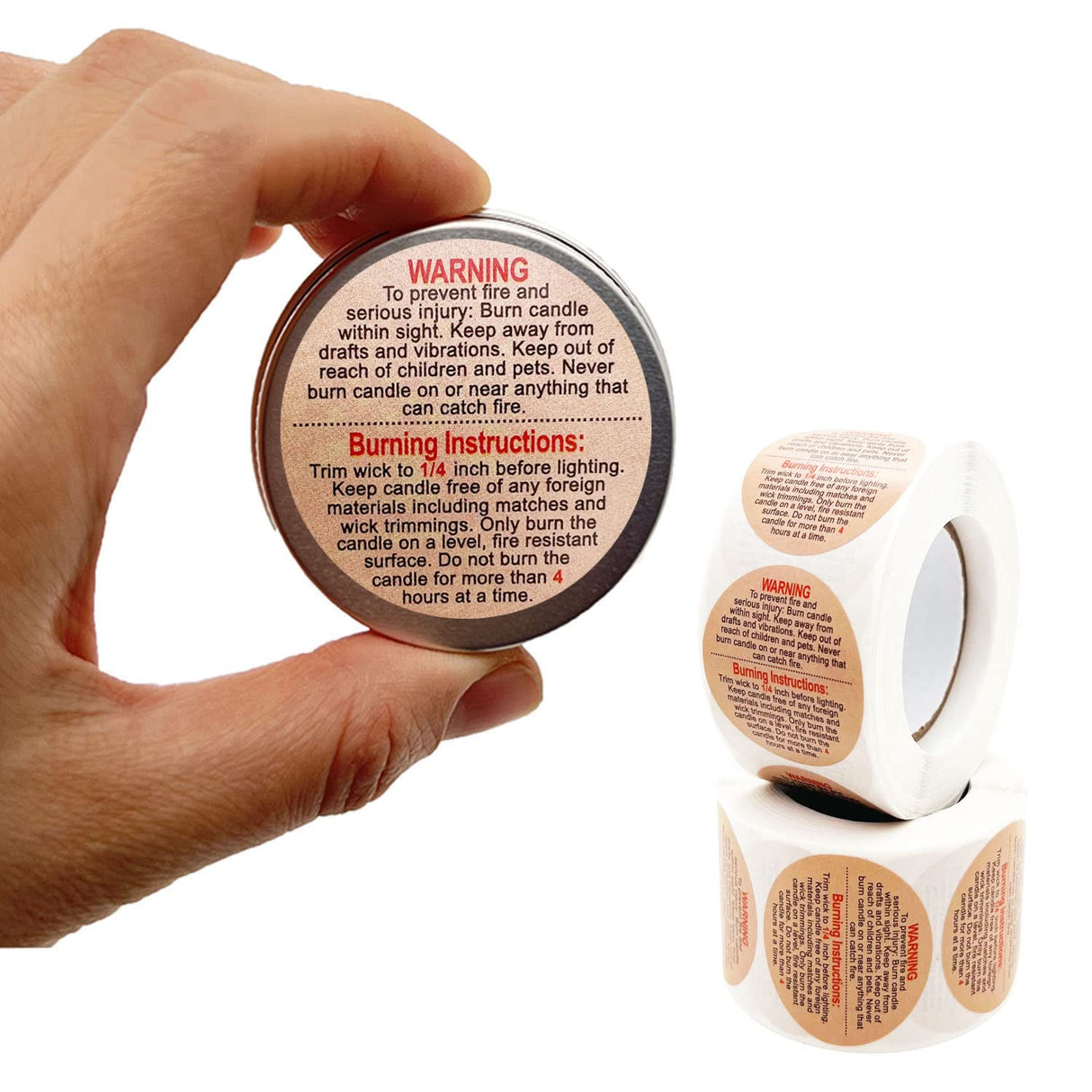 1000 Pcs Warning Labels, 1.5 Inch Safety Stickers for Candle Making DIY Jars, Brown XYSMZM