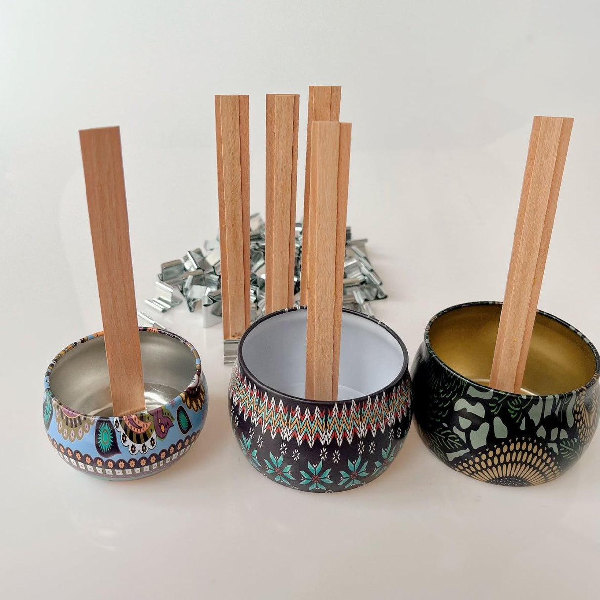 1000 PCS Wick Clip for Candle Making Wood Wick Holder Base Universal Wood Wick Clips Wooden Wicks Bases Metal Candle Wick Holders (Square) Harnico