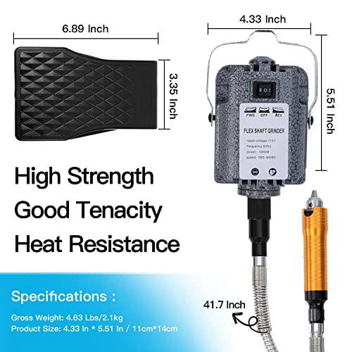 1000W 30000RPM Electric Flex Shaft Rotary Tool Foot Pedal Control Flex Shaft Hanging Grinder Carver Can Forward-Reverse Rotation, Multi-function Kit GESD